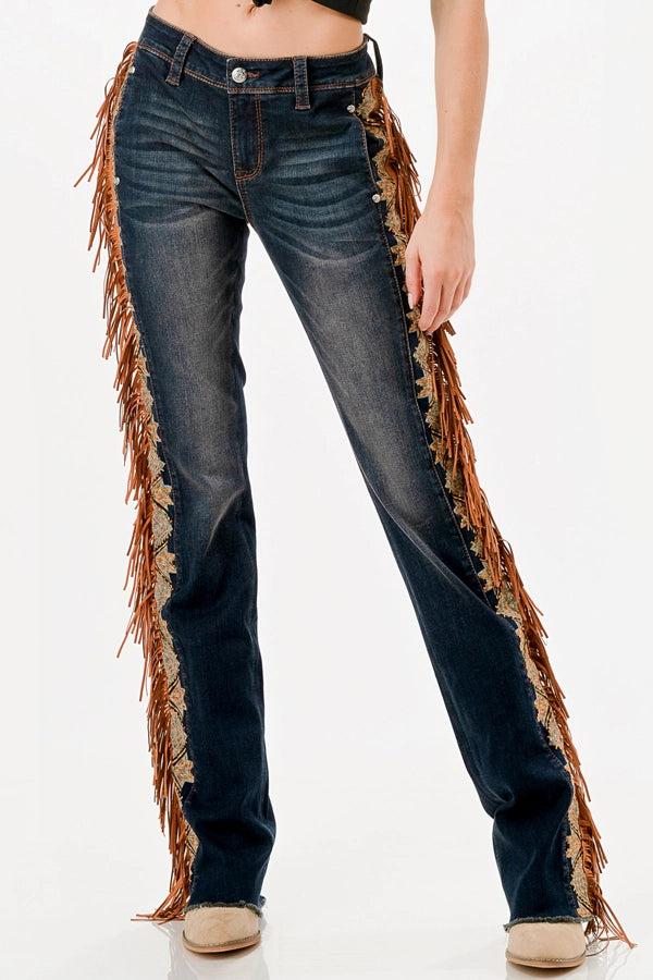 Fringe Boot Cut Jeans
