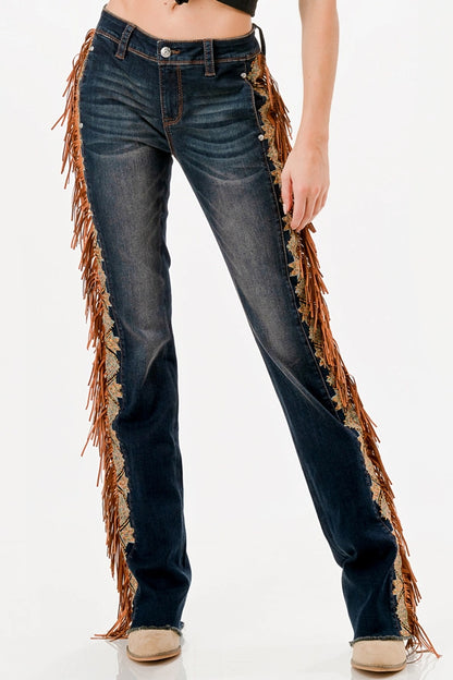 Fringe Boot Cut Jeans