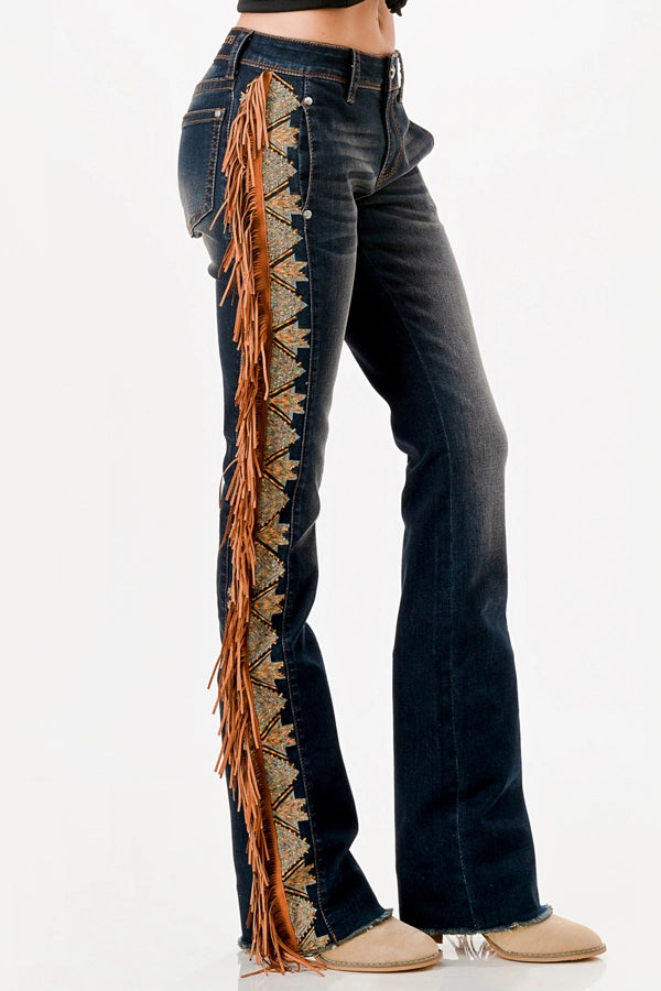 Fringe Boot Cut Jeans