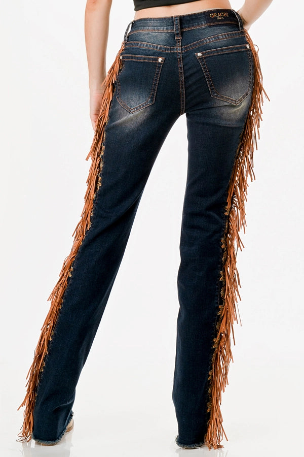 Fringe Boot Cut Jeans