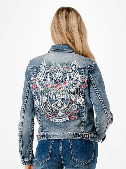 Jeansjacka med westernbroderidetalj