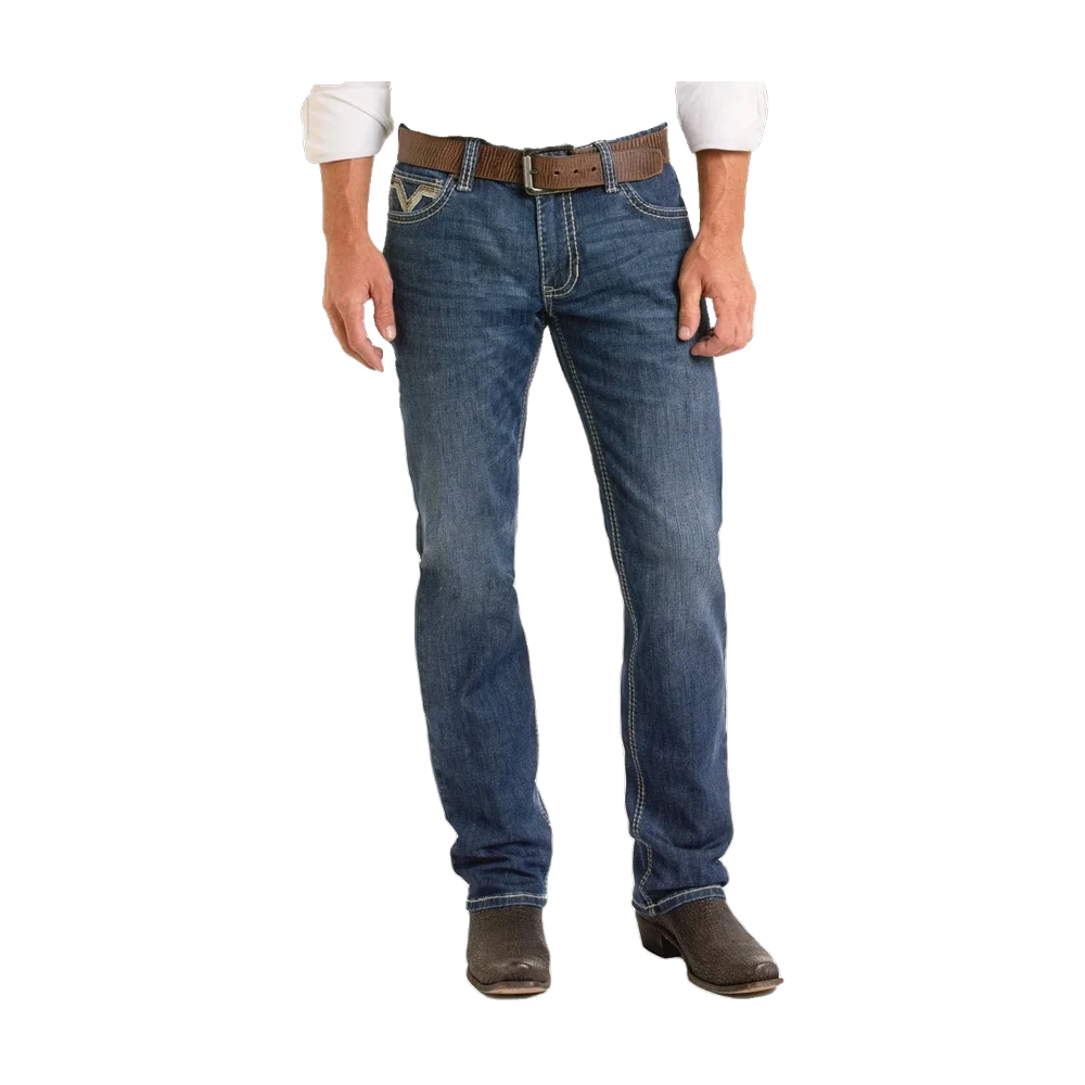 Slim Fit Straight Leg Boot Zig Zag Western Jeans