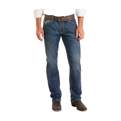 Slim Fit Straight Leg Boot Zig Zag Western Jeans