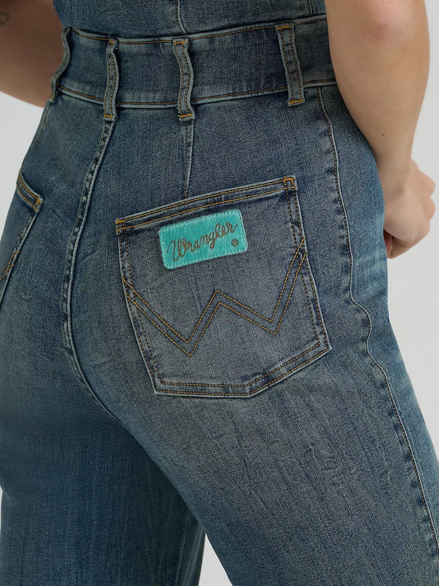 Lainey Wilson x Wrangler Sleeveless Denim Flare Catsuit