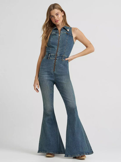Lainey Wilson x Wrangler Sleeveless Denim Flare Catsuit