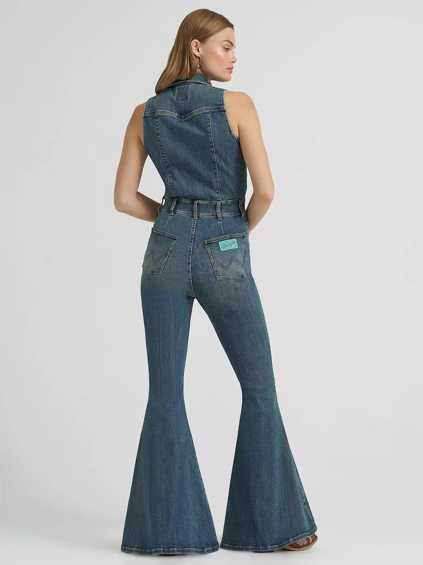 Lainey Wilson x Wrangler Sleeveless Denim Flare Catsuit
