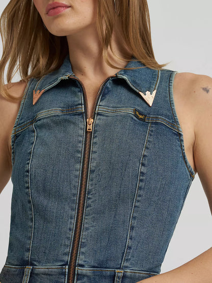 Lainey Wilson x Wrangler Sleeveless Denim Flare Catsuit
