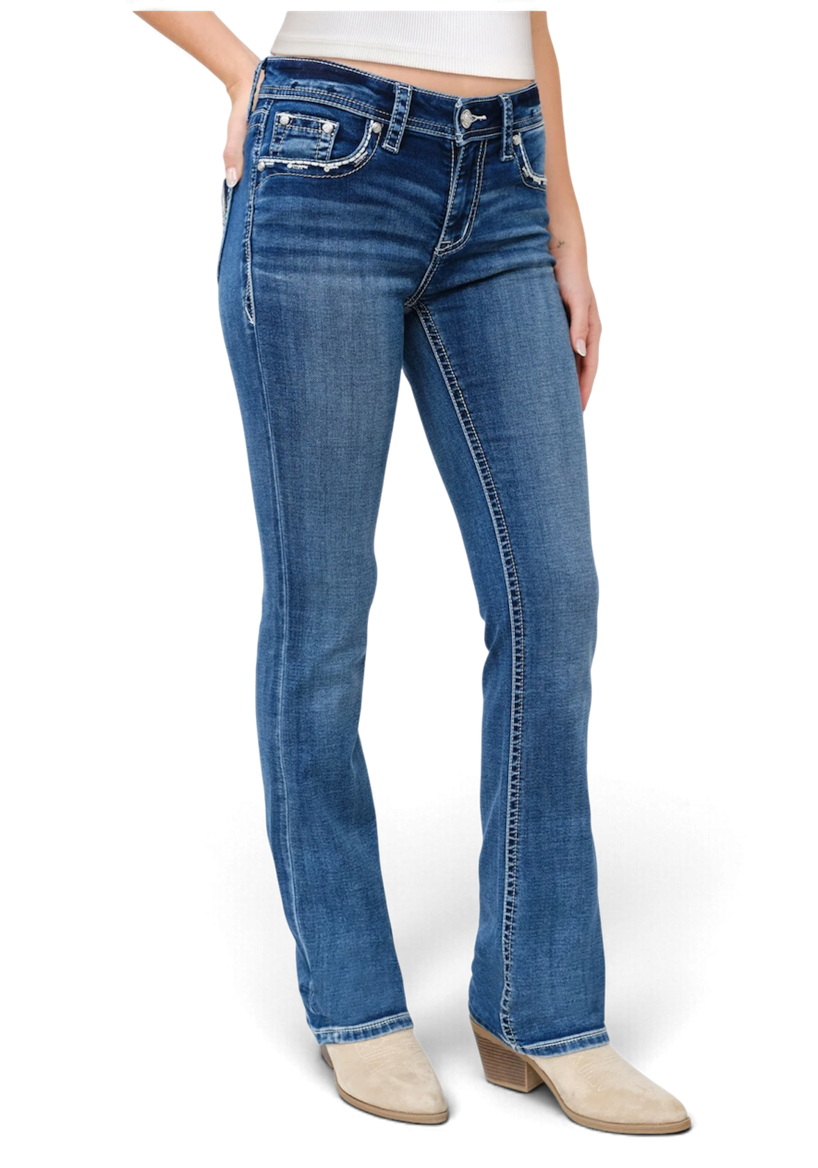 Horse Shoe Details Bootcut Jeans