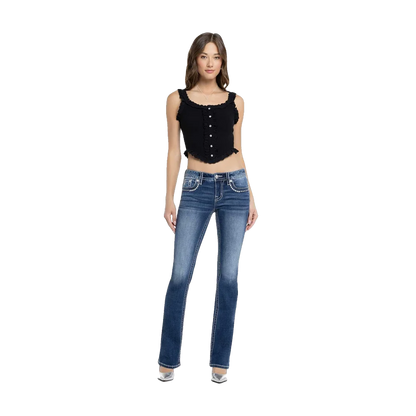 Cora Stitched Bootcut Jeans Miss Me