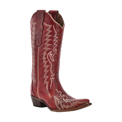 Circle G By Corral Ladies Embroidery &amp; Studs Red Western Boots