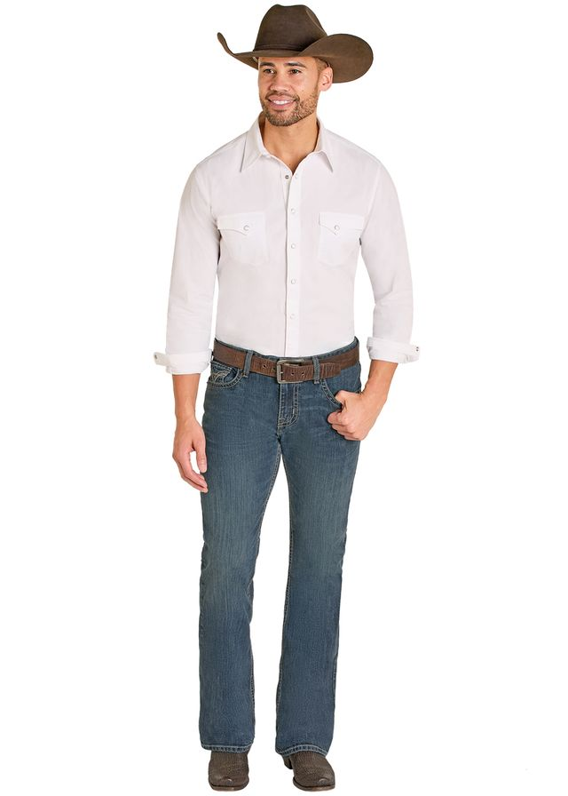 Raised Denim Boot Cut Jeans