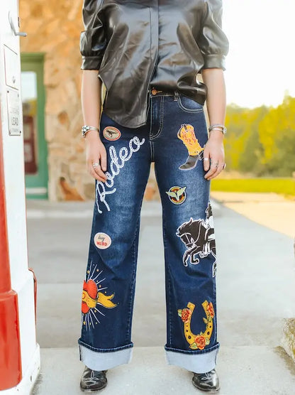 Rodeo Patch Jeans Lucky And Blessed