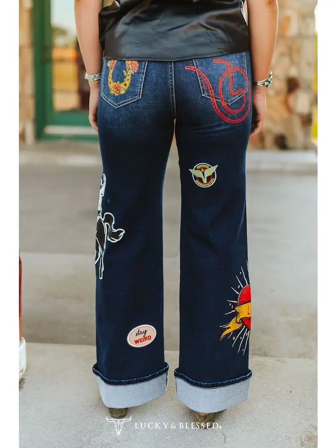 Rodeo Patch Jeans Lucky And Blessed