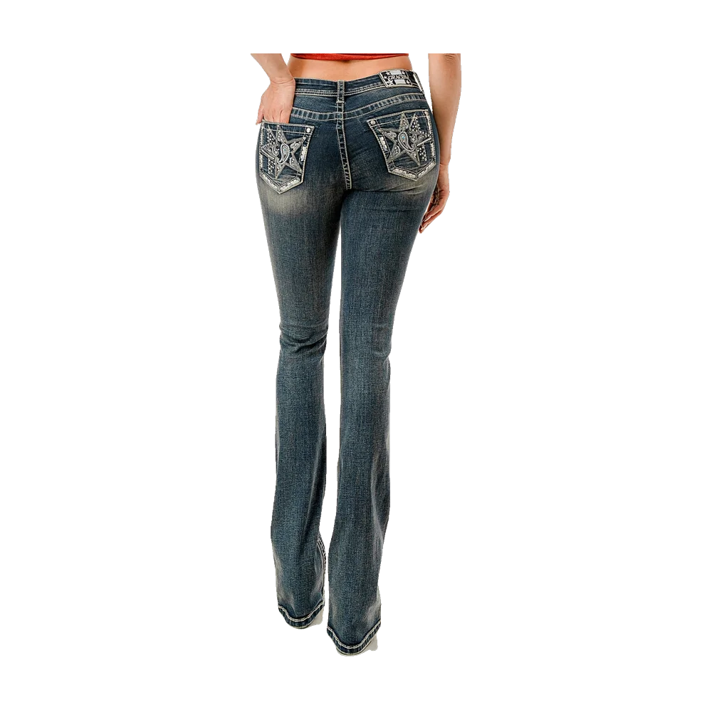 Star Mid-Rise Boot Cut Jeans Grace In La 34”