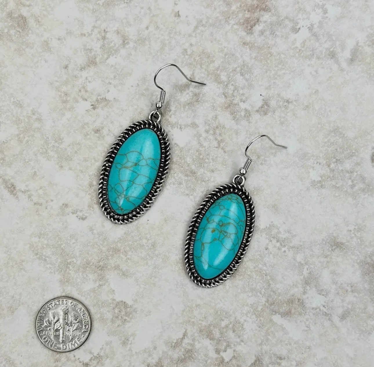 Oval Turkos Örhängen