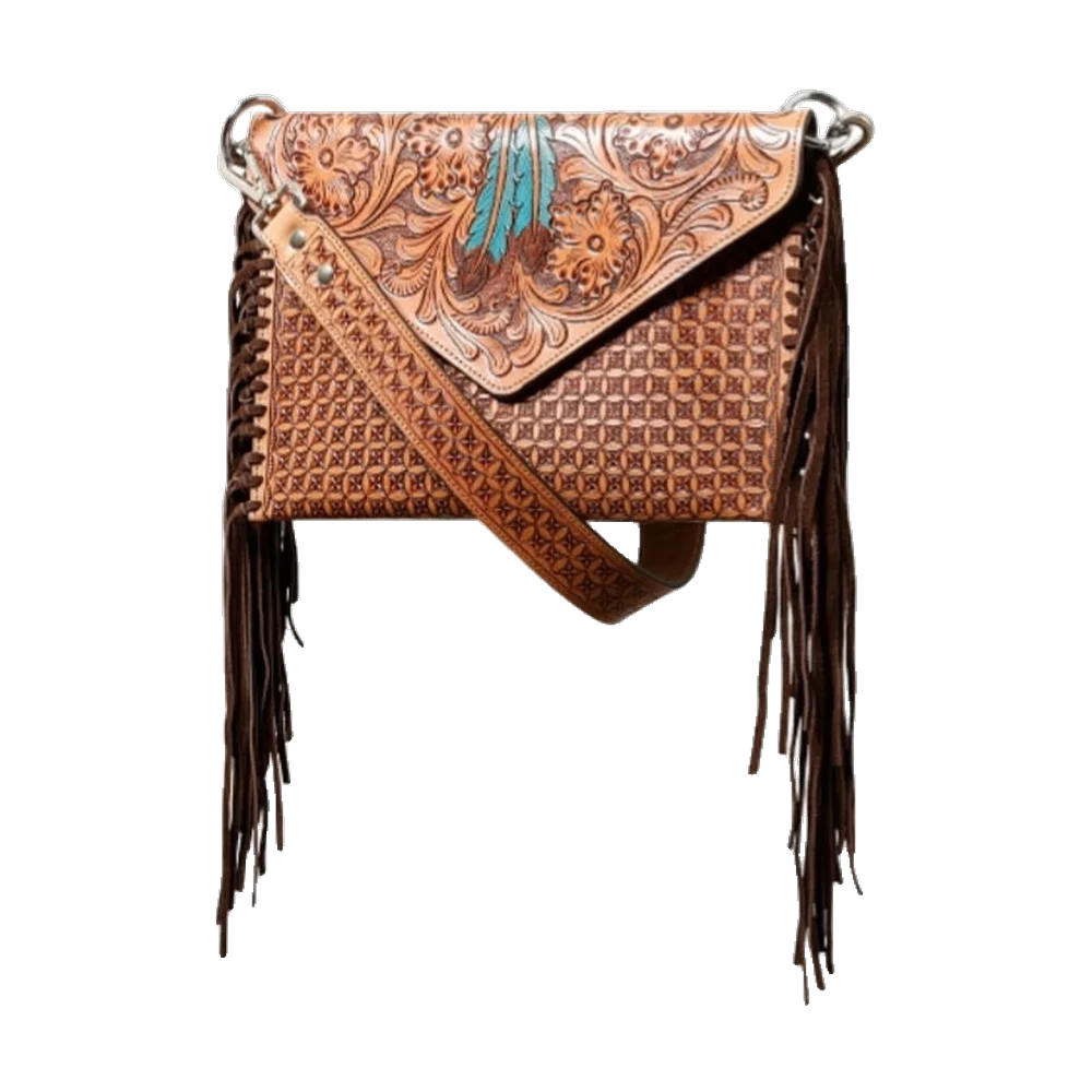 Western Läder Väska med Fransar