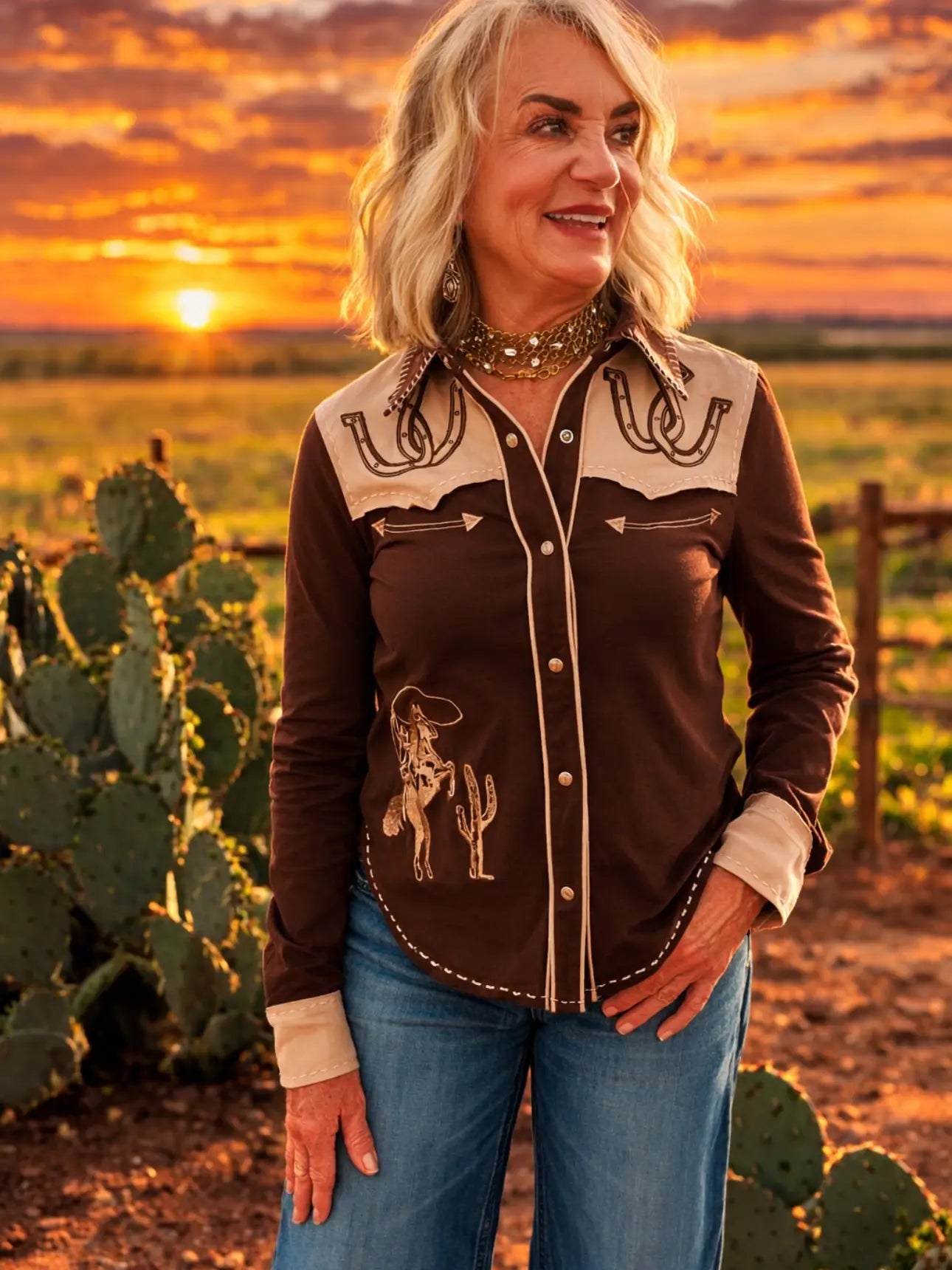 The Lucky Button Up Western Skjorta