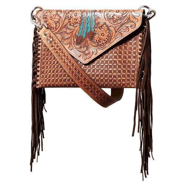 Western Läder Väska med Fransar