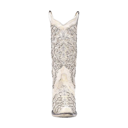 White Glitter Wedding Western Corral Boots