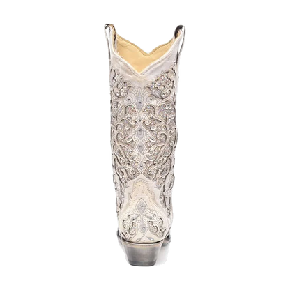 White Glitter Wedding Western Corral Boots
