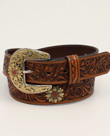 Ariat Ladies Belt 1 12 Floral Tooled Sunflower Concho Tan prd 79445 s a1533508