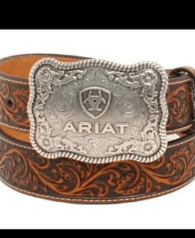 Ariat Mens Brown Western Belt Ariat Buckle