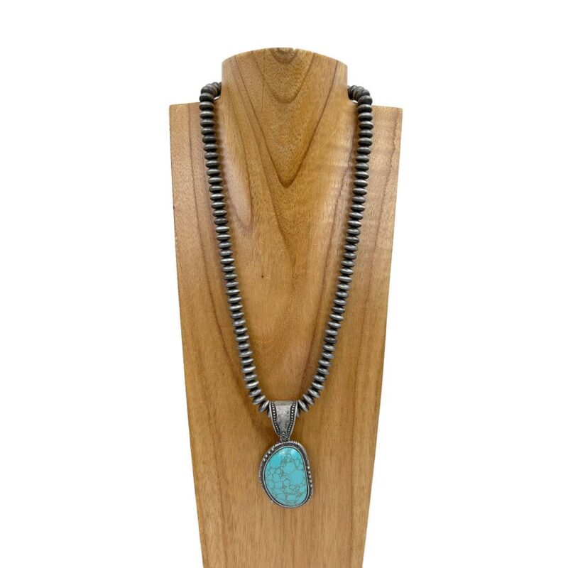 Turkost halsband med stor turkos sten i westernstil