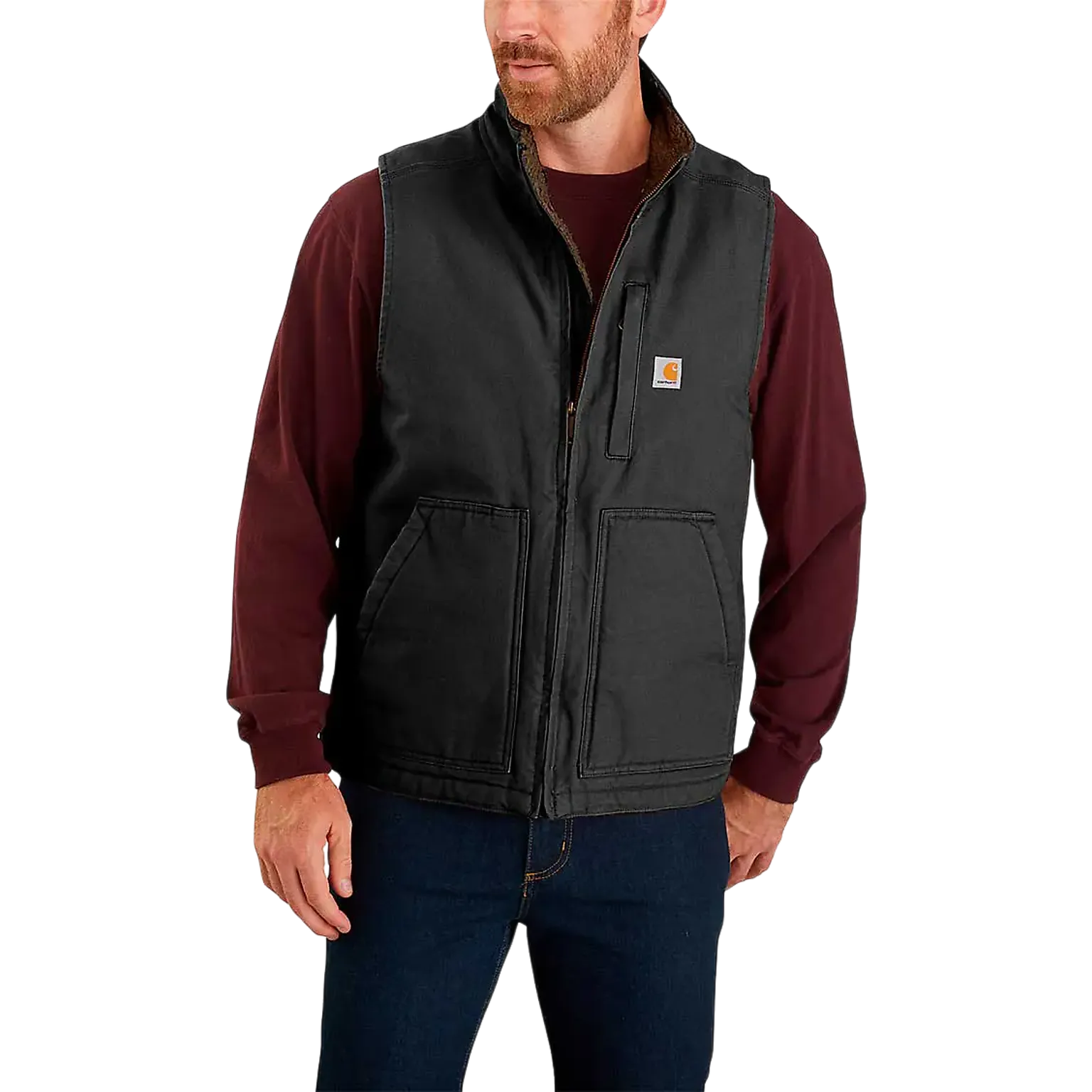 Washed Duck Lined Mock Neck Vest Men Herrväst